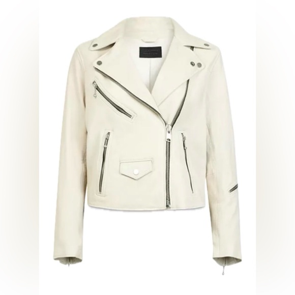All Saints Riley Leather Biker Jacket - Picture 6 of 12